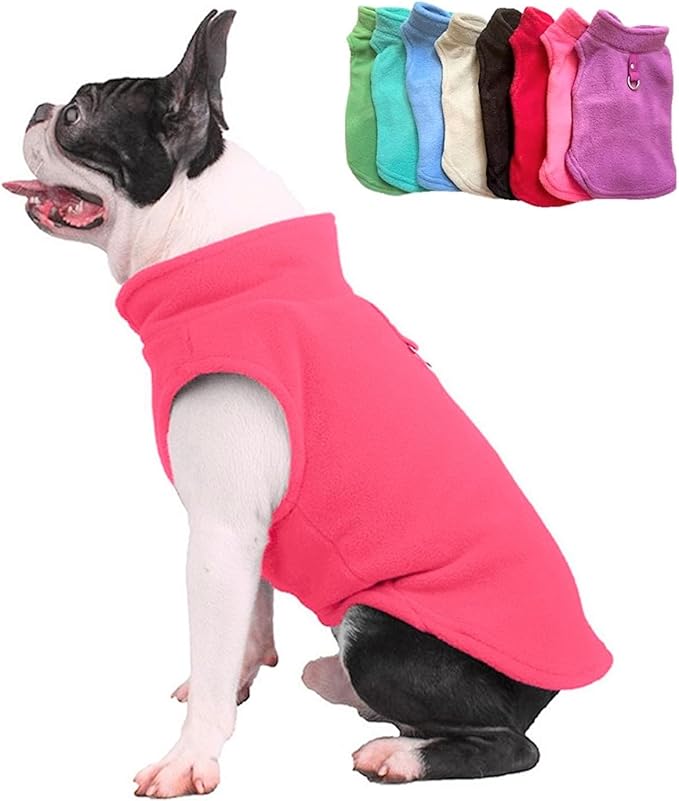 JACKO & CO - Fleece Vest Sweater with Leash Ring - Soft Lightweight Breathable for Puppies Small Medium Dogs, Kitten, Cats, Chihuahua - Warm for Fall/Autumn/Winter (Pink, Large 10-16lbs)