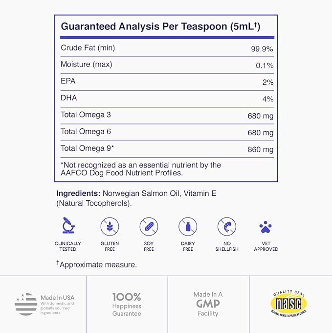 Premium Salmon Oil for Dogs – Pure Norwegian Salmon Oil High in Omega 3 EPA & DHA -Powerful Fish Oil for Dogs Skin & Coat, Hip & Joints, Allergies & Itchy Skin – Omega 3 Fish Oil for Dogs-16oz Liquid