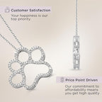 Jewelili Sterling Silver or Yellow Gold Plated Sterling Silver Dog Paw Pendant Necklace for Women | Treated Black or Natural White Round Diamonds | 18" Rolo Chain | Luxury Jewelry Gift for Her | Gift Box Included