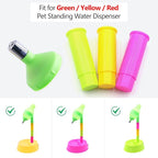 NACOCO Pet Standing Water Dispenser - Cat Dog Standing Detachable Pole Automatically Feeding Water Height Adjustable(Green/Red/Yellow Adjustable Rods, Green Water Tap)