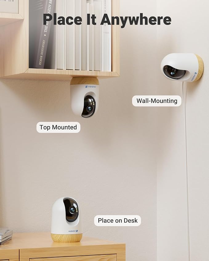 MUBVIEW 5MP Indoor Security Camera, 5/2.4G WiFi Cameras for Home Security, Pet/Dog/Baby Camera with Phone app, Plug-in, 2-Way Audio, Night Vision, Motion Detection, Auto Tracking, 4-Pack