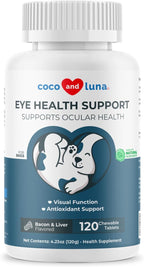Eye Support for Dogs - 120 Chewable Tablets - Supplements for Vision, Eye Vitamins for Dogs, with Cod Liver Oil Antioxidant, Omega 3 EPA and DHA Fatty Acids.