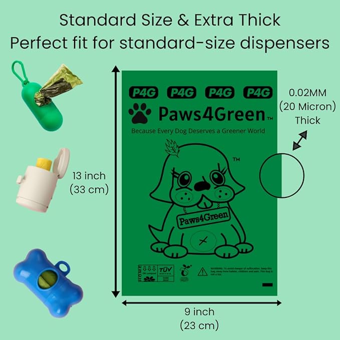 100% Certified Home Compostable Poop Bags (270 Count 18 Rolls), Extra Thick (20 Micron) Leak Proof, Unscented Standard Size 9 X 13'', Plant Based, ASTM D6400 & EN 13432 Compliant