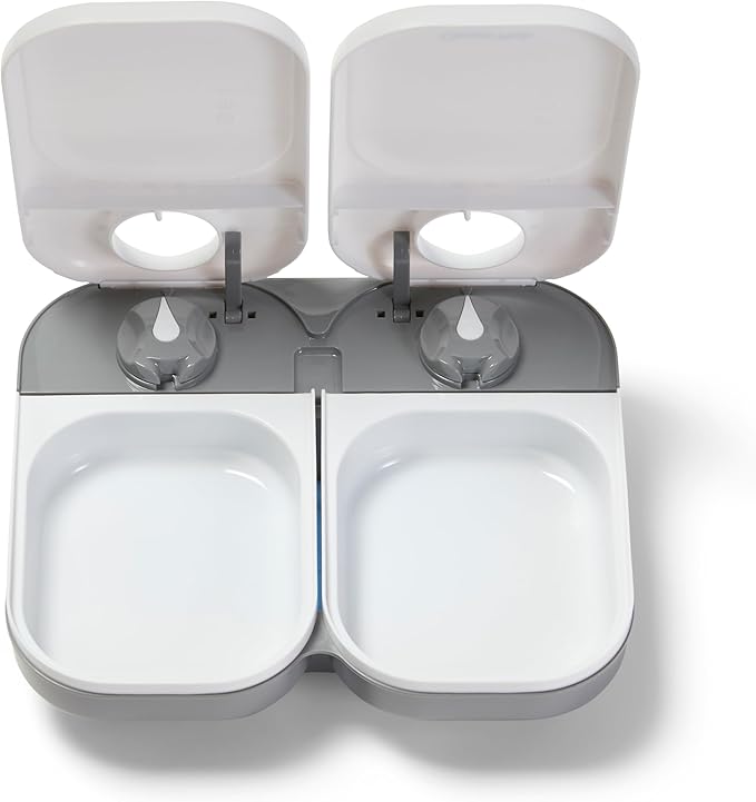 Closer Pets C200 2 Meal Timer-Controlled Automatic Pet Feeder - for Cats and Small Dogs, Wet or Dry Food, Stainless Steel Bowl Inserts and Ice Pack, up to 0.88 lb Each, White