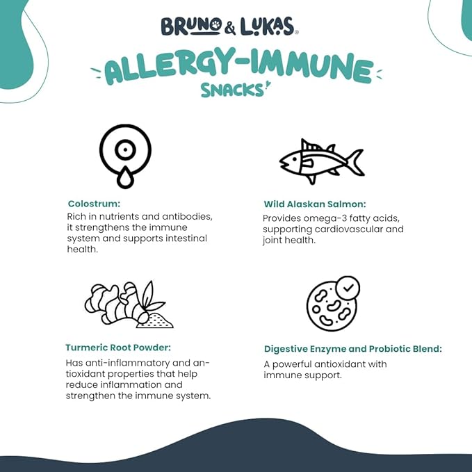 Dog Allergy Relief Chews - Antihistamine & Immune Support Bites with Probiotic, Salmon Oil, Colostrum, Omega 3 - Supplement for Anti Itch, Seasonal Allergies, Coat Health & Shedding Control (90 Ct)