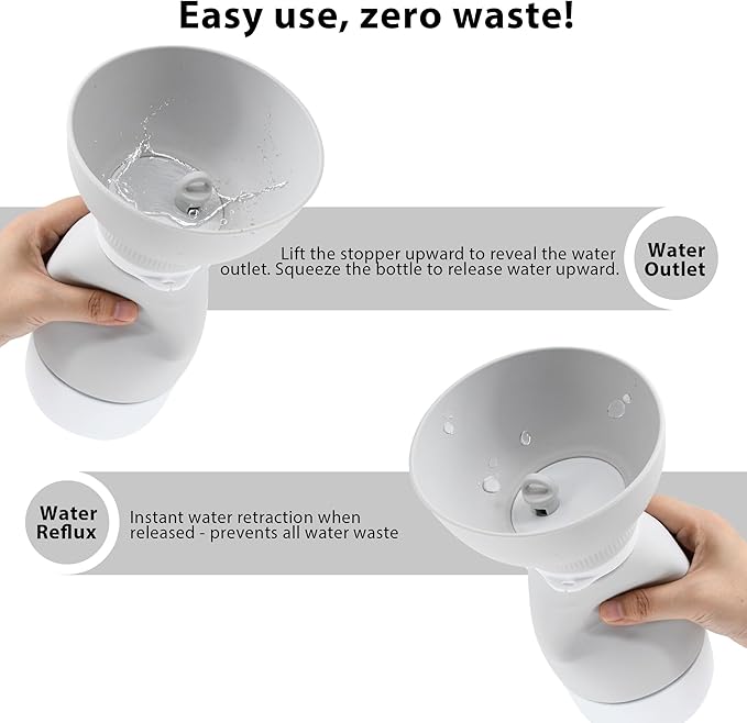 Portable Pet Water Bottle - 20 oz with 8.8 oz Food Container,Silicone Leakproof Travel Bottle for Dogs Cats, Detachable Feeding Dish for Walking Hiking Travel Grey