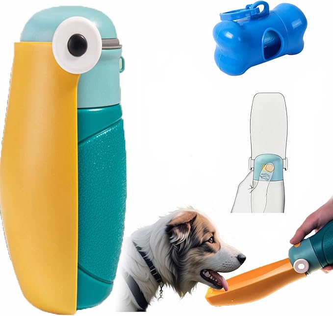 Dog Water Bottle for Walking, Portable Collapsible Dog Water Bottle, Cat Walking and Hiking Puppy Gift, Outdoor Pet Drinking Waters Bottles for Camping, Portable Pet Feeding Bowl, Give Toy Balls