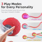 2Pack Interactive Cat Toys Ball for Indoor Cats with Elastic Mesh Net Tails – 3 Working Modes for Agile Movement, Motion Activated, USB-C Rechargeable, Ideal for Indoor Cats (Red)