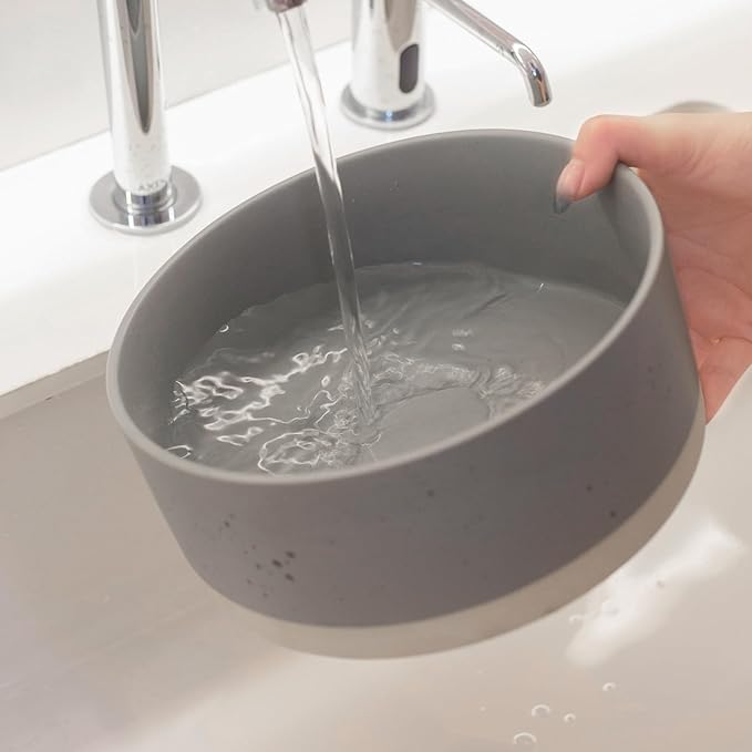 Oslo Ceramic Dog Bowl - 6'' Dog Food Water Bowl for Medium and Large Dogs, Heavy Duty Non-slip Dog Dish, Modern Scandi-Style Stoneware Pet Feeder Bowl, Dishwasher Safe (30Oz, Grey)