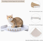 Cat Wall Shelves - 3 Steps Scratch Post & Hammock Bed, Corner Cat Furniture with Plush Covered Climbing Shelf for Indoor Cats (White)