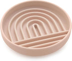 The Slowdown Bowl Silicone Slow Feeder for Cats & Kittens, Slow Eating Mealtime Solution with Modern Lick Mat Design, Reduces Gulping, Fits 1 Cup 6” Across x 1.25” Tall, Small-Tan