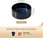 Ceramic 8.2inch Dog Bowl for Large Breed Dogs, Anti-Slip and Weighted Pet Food and Water Dishes (Single Bowl, Starry Sky)