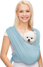 Dog Carriers for Small Dogs, Front Facing Dog Sling Carrier, Hands Free Cat Carrier, Size Adjustable, Reducing Back Pain, Premium Cotton, Safe and Soft Dog Carrier (Plus, Baby Blue)