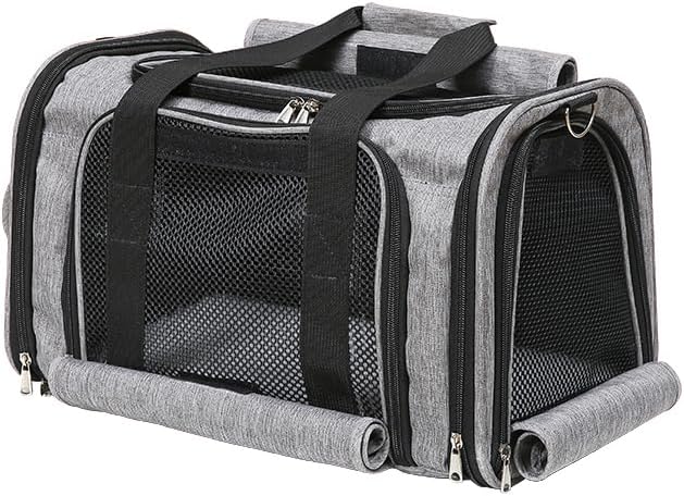 Pet Carrier Bag for Small Medium Cats Dogs Puppies up to 26 Lbs,Steel Frame Dog Carrier,pricacy-Oriented cat Carrier,Collapsible pet Carrier for Easy Storage (Grey, Large:20.9"X12.6"X12.6")