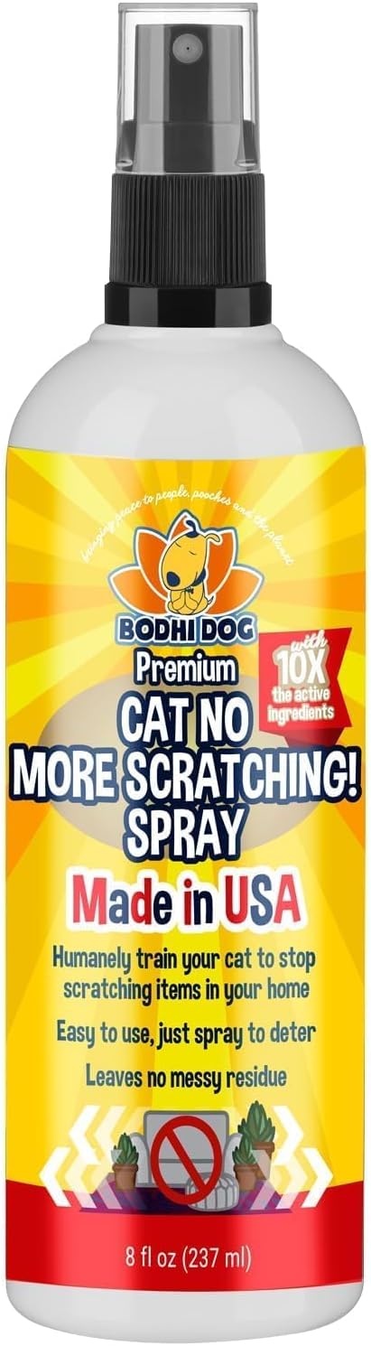 Bodhi Dog No More Scratching! Cat Deterrent Spray, Indoor & Outdoor Repellent w/Essential Oils - Safe & Effective Formula - Prevents Scratches on Furniture, Protects Surfaces - Made in USA (8 Fl Oz)