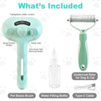 3-in-1 Pet Steam Brush for Dog Cat,Double-Sided Undercoat Rake for Shedding & Grooming,Spray Pet Hair Removal & Deshedding Dematting Comb for Long Short Haired,2 PCS