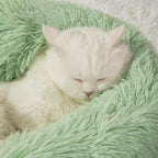 Cat Beds for Indoor Cats - Cat Bed Washable 24 inches, Dog Beds for Small Medium Dogs, Anti Anxiety Round Fluffy Plush Faux Fur Cat Bed, Thick Bottom (Green, Large)