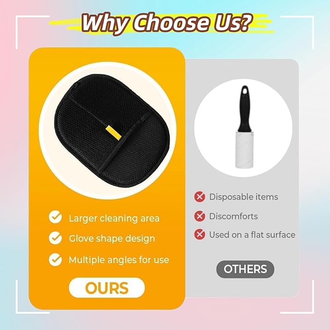 Electrostatic Pet Hair Removal Gloves,Reusable Cat Dog Grooming Gloves,Pet Hair Remover Gloves for Dog Cat Hair Removal from Furniture, Carpet, Clothes & Bedding(2 pcs)