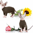 ROZKITCH Hairless Cat Sweaters, Breathable Soft Pet Jumpers for Cats Only, Coat with Four Legs, Warm Sweater T-Shirt Pajamas Jumpsuit Vest Cornish Rex Devon Rex Peterbald Coffee XL