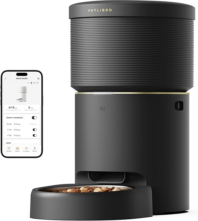 PETLIBRO Automatic Dog Feeder, 5G Wi-Fi 8L Large Dog Food Dispenser with Vacuum-Sealed Cat Feeder for Airtight Storage, Auto Pet Feeder with 187mm Large Food Tray for Medium Large Breed Dog Cat 34Cups