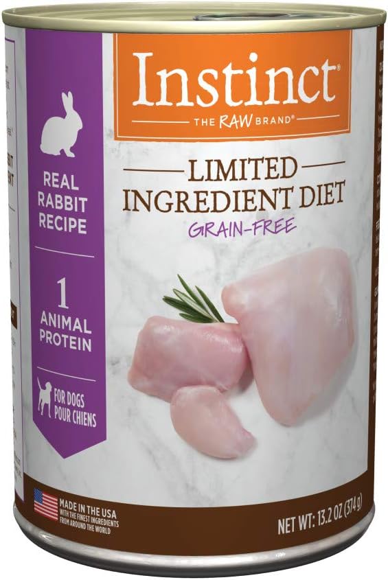 Instinct Limited Ingredient Diet, Wet Canned Dog Food, Grain Free - Real Rabbit, 13.2 oz. Cans (Pack of 6)