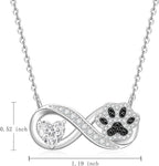 Infinity Paw Print Necklace for Women Sterling Silver Heart Cat Dog Paw Necklace Pawprint Necklaces Pendant Jewelry Christmas Mothers Day Gifts
