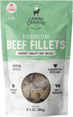 Canine Cravers Single Ingredient Dog Treats – Premium Beef Fillets - Human Grade Air Dried Hypoallergenic Pet Food – Grain, Gluten, and Soy Free – 100% All Natural - 5.3 oz