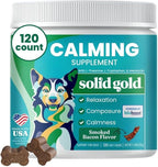 Solid Gold Calming Chews for Dogs - Dog Calming Chews w/Melatonin for Separation, Stress & Hyperactivity Relief - Supports Relaxation for Travel, Fireworks & Storms - All Ages & Sizes - Bacon 120ct