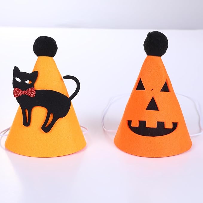 10 Pcs Halloween Dogs Hats Cute Ghost Halloween Cats Party Pet Pumpkin Set Puppies Kittens Grooming Accessories Costumes.