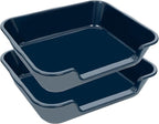 2 Pack Extra Large Dog Litter Box Pan Tray (ABS Material), Low Entry Jumbo Senior Litter Boxes for Multiple Kitten Big Cats, Pet Safe Indoor Dog Potty (Dark Blue, 24" L x 21" W)