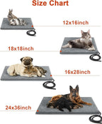 Pet Heating Pad,Extremely Waterproof Heated Cat Dog Bed Outdoor & Indoor,Multi-Size Heated Dog Cat Blanket Mat,Pet Heater Warmer for Cat Dog House Whelping Box(Grey,M-17.7" Lx17.7 W)