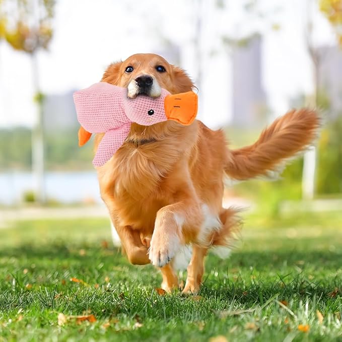 Quack-Quack Duck Dog Toy,Durable Plush Chew Toy with Sounds,Stuffed Plush Calming Duck Dog Toy for Indoor Puppies and Senior Pups (Pink, Large)