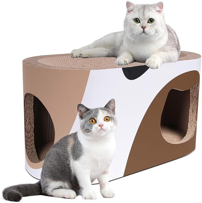 Big Cat Scratcher Lounge, Corrugated Cardboard Cat Scratcher House with Hole, Large Scratching Lounger Bed, Cat Scratching Pad for Indoor Cats as Furniture Protector, Rabbit Cardboard House