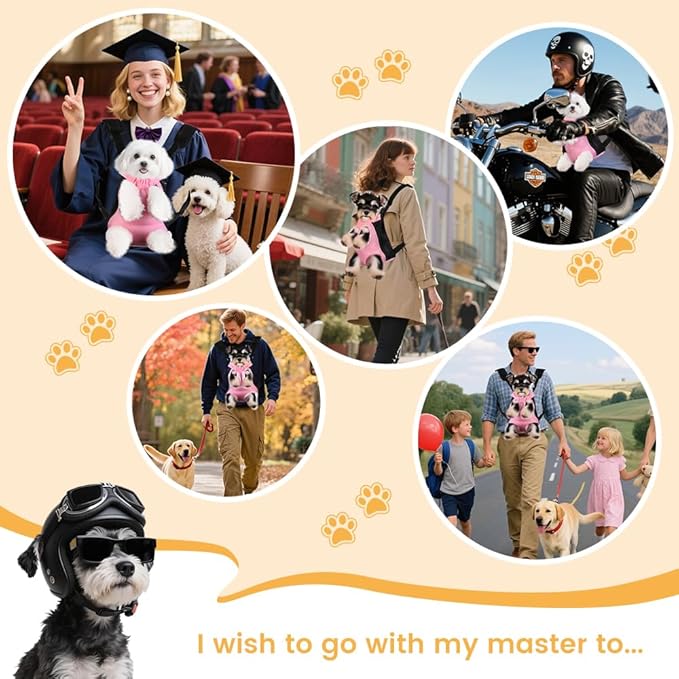 Inspack Dog Cat Backpack Carrier, Dog Carrier Adjustable for Small Medium Dogs, Pet Dog Front Chest Carriers Backpacks, Puppy Carrier Sling Backpack, Holder Papoose for Cat Body【Small Size】