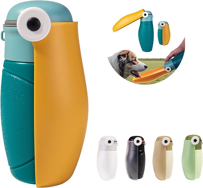 Dog Water Bottle, Leak Proof Portable Puppy Water Dispenser, Travel Puppy Water Bowl, Foldable Dog Water Bottle for Pets Outdoor Walking, Hiking, Travel, Food Grade Plastic (Black, 8.45 fl. oz)