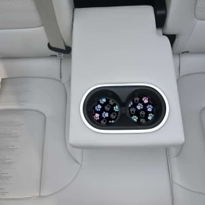 Absorbent Car Coasters for Cup Holders, 2 Pack Universal Neoprene Car Coasters with Finger Slot, Auto Accessories for Women & Men,2.56"(Gradient Black Dog paw Print)