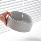 Raised Ceramic Dog Bowl Set - Elevated Dog Bowls with Non Slip Bamboo Stand, Food and Water Bowl Set for Small and Medium Breed Dogs, Pet Bowls, Weighted Dogs Dishes (6'', 2 * 30OZ, Grey)