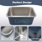 3 Gallons Large Dog Water Bowl, Stainless Steel Metal Dog Bowls, Large Capacity Pet Food Bowl Water Dish for Indoor and Outdoor Universal for Medium to Giant Dogs Blue