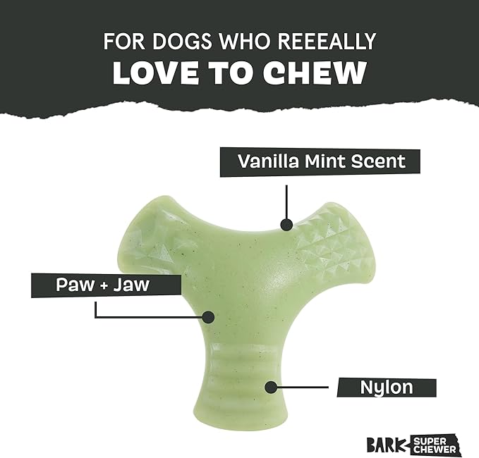 Barkbox Super Chewer Tough Dog Chew Toys for Aggressive Chewers, Dental Stimulating (Chopper - Small)