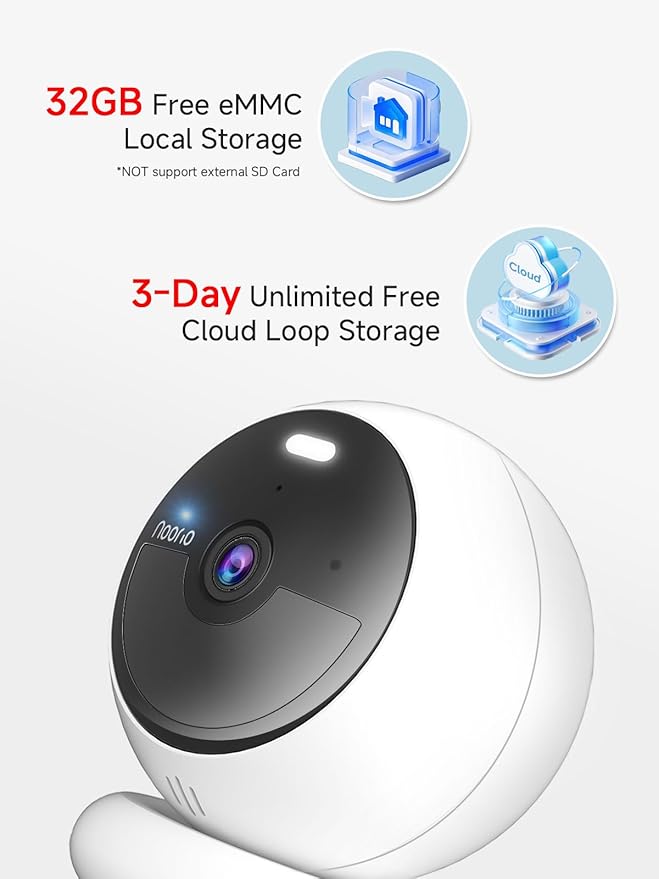 Noorio Wireless Security Cameras for Home Security, Battery-Powered 1080P Indoor/Outdoor Camera Magnetic, AI Detection, Free Local Storage, Color Night Vision, IP66 Weatherproof, 2.4G WiFi Only