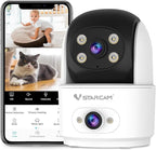 VSTARCAM 2K Dual Camera Indoor Security Cameras, Pet Camera Indoor, Pet/Elderly/Baby Monitor, Color Night Vision, 360° Pan Tilt, Motion Detection, 2-Way Talk, 2.4G WiFi, 24/7 SD Card Storage