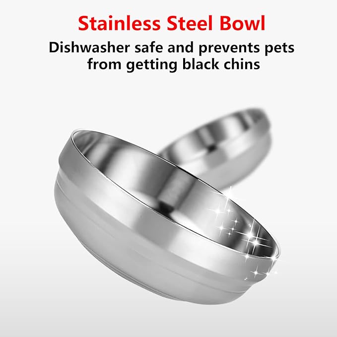 Automatic Cat Feeder, 3.8L Large Automatic Feeders with Detachable Top Lid, Visible Bottle and Stainless Steel Bowl for Cat, Dog and Pet (Black)