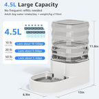 Gravity 4.5L Dog and Cat Water Bowl Dispenser, Automatic Stainless Steel Dog Water Bowl, 100% BPA-Free, Self-Filling Large Capacity Pet Water Feeder for Dogs and Cats