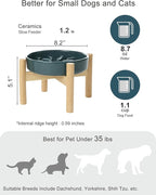 Ceramic Maze Dog Slow Feeder with Non-Slip Silicone Rim (& Bamboo Stand) – Heavy-Duty Stoneware Bowl with Puzzle Pattern for Bloating & Obesity Prevention (Raised-Blue-S)