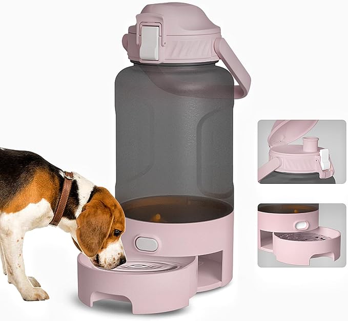 52oz Dog Water Bottle Portable - Travel Dog Water Bowl - Camping, Walking (Pink)