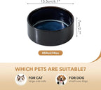Ceramic 6.1inch Dog Bowl for Small Breed Dogs, Anti-Slip and Weighted Pet Food and Water Dishes (Single Bowl, Starry Sky)
