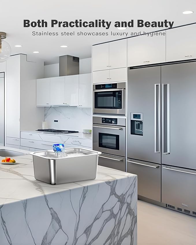 Stainless Steel Dog Water Fountain, 3 Gallon Extra Large Pet Fountains for Large Dogs, Great Dane Waterer Automatic Dog Bowl Dispenser,Filter Drinking Bowls for Multi Pets, Easy to Clean, Quiet Pump