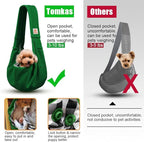 Tomkas Small Dog Sling Carrier - Classic Pocket & Classic Strap - for 3-10 lbs Pets(Emerald Green)