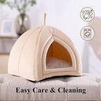 KASENTEX Cozy Small Pet Bed - Ultra Soft Plush Cushion for Cats and Small Animals, Washable Sleeping Pad, Perfect for Indoor Pets, 11 Inches, Beige