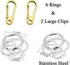 IVIA Dog Tag Clips / 2 Pack/Multiple Size 304 Stainless Steel Quick Clip with Rings/Easy Change Dog Cat ID Tag Holder for Small pet Collars and Harnesses.(2 Large Gold)